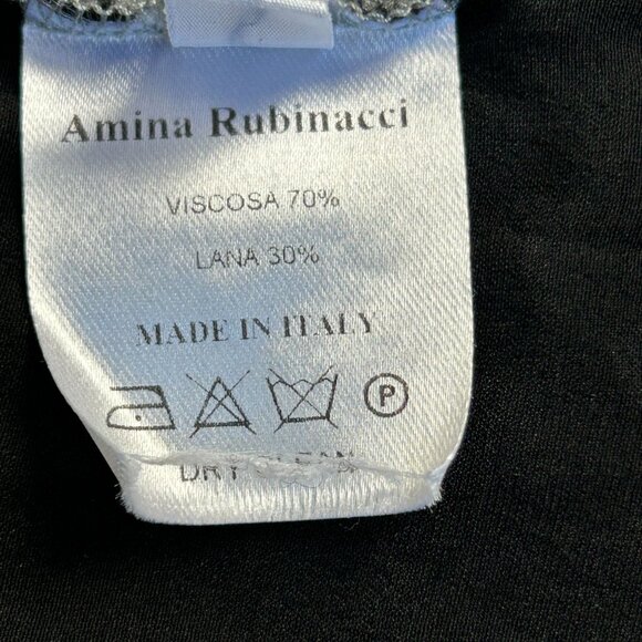 Amina Rubinacci Napoli Womens Gray & Black 3/4 Sleeve Hi-Low Top Size 40 Italy - Picture 5 of 8